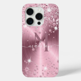 Pink Mauve Diamonds - Personalized iPhone 15 Pro Case