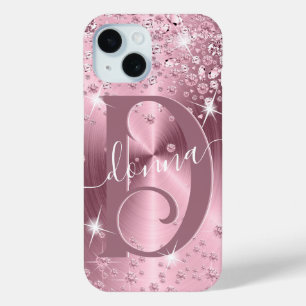 Pink Mauve Diamonds - Personalized  iPhone 15 Case