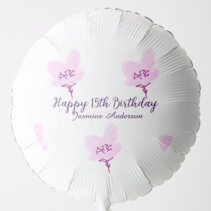 Pink mauve floral 15th birthday quinceanera name d balloon