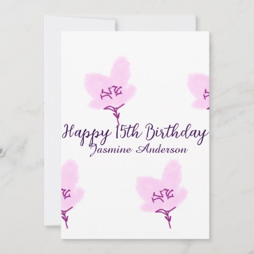 Pink mauve floral 15th birthday quinceanera name d