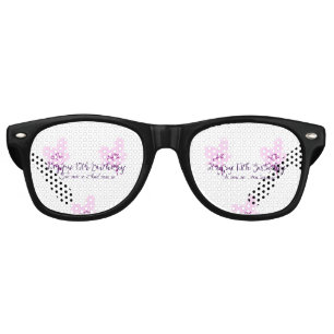 Pink mauve floral 15th birthday quinceanera name d retro sunglasses