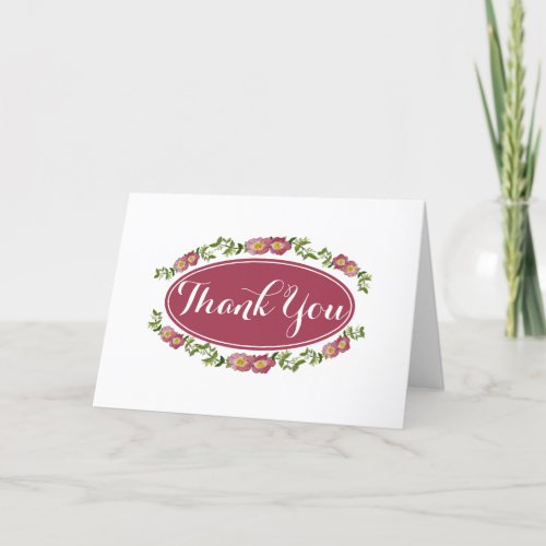 PinkMauve Floral Motif  Thank You Card