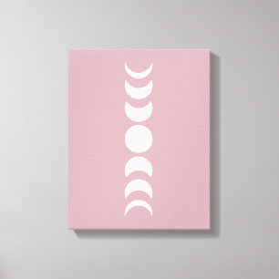 Pink / Mauve Minimalist Moon Phase Wall Art Canvas
