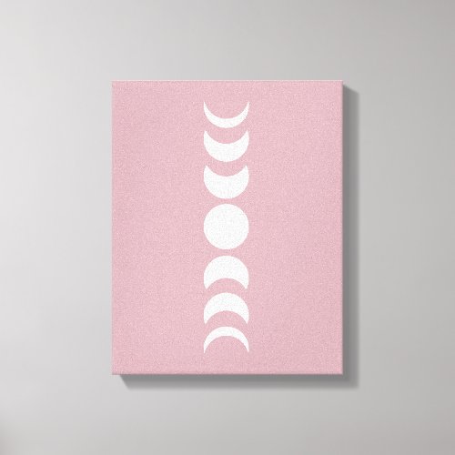 Pink  Mauve Minimalist Moon Phase Wall Art Canvas
