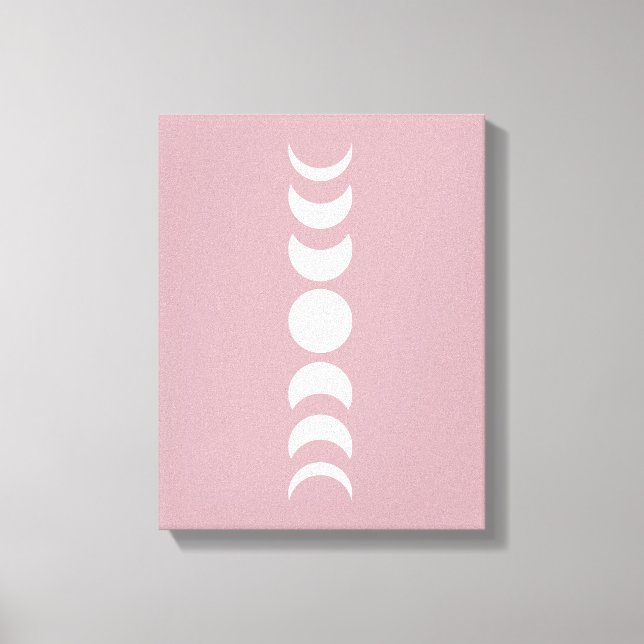 Pink / Mauve Minimalist Moon Phase Wall Art Canvas (Front)