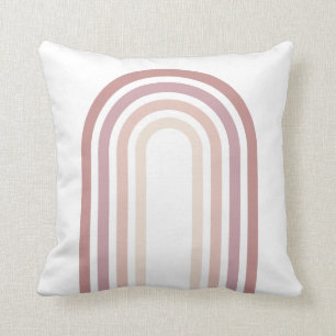 Pink & Mauve Minimalist Rainbow Throw Pillow