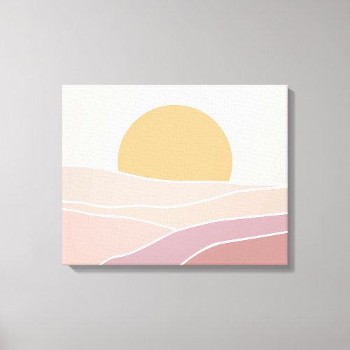 Pink  Mauve Minimalist Sunset Wall Art Canvas