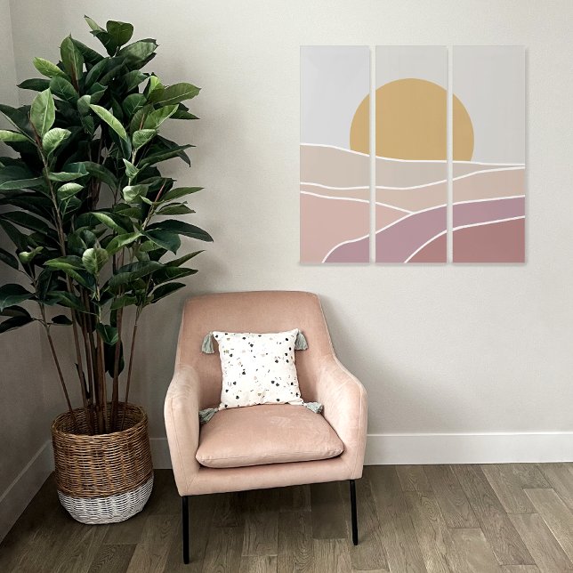 Pink & Mauve Minimalist Sunset Wall Art Canvas Set (Creator Uploaded)