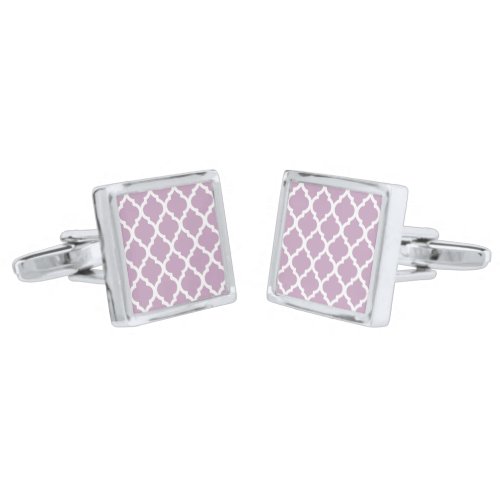 Pink Mauve Mist Moroccan Tile Trellis Cufflinks