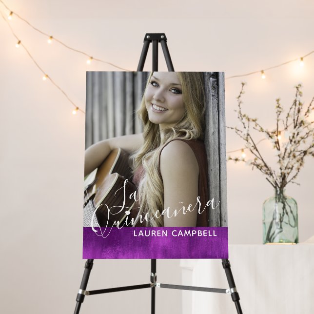 Pink mauve modern art La Quinceañera photo Foam Board (In Situ (Stand))
