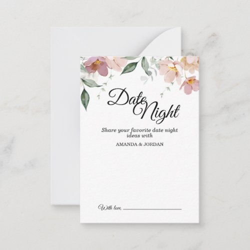 Pink Mauve Vintage Floral Date Night Idea Card