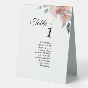 Pink Mauve Vintage Floral Table Number Tent Guests