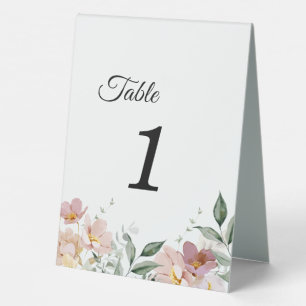 Pink Mauve Vintage Floral Table Number Tent Sign