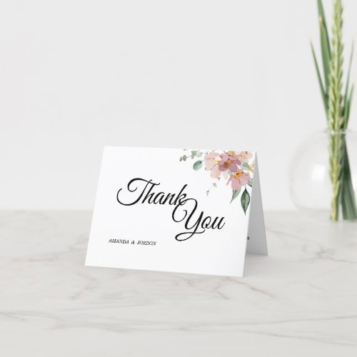 Pink Mauve Vintage Floral Wedding Thank You Card