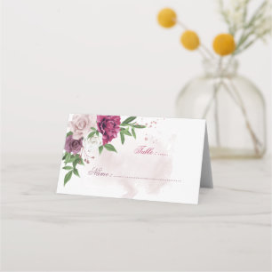 pink mauve white floral place card