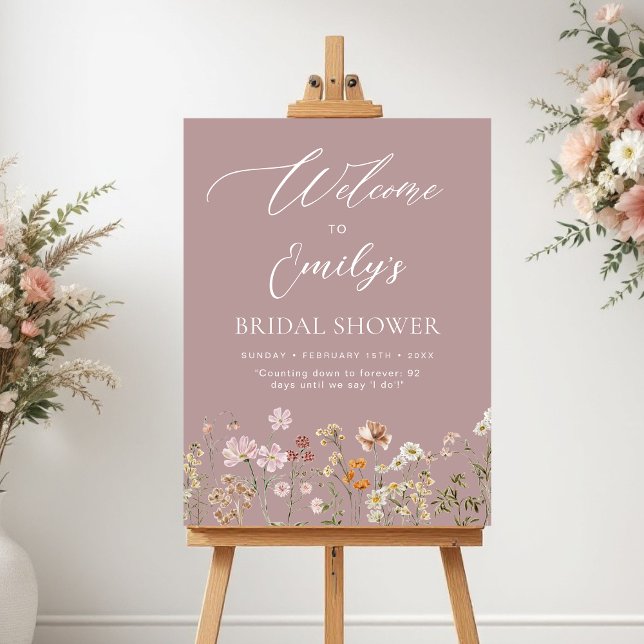 Pink Mauve Wildflower Bridal Shower Welcome Sign (Creator Uploaded)