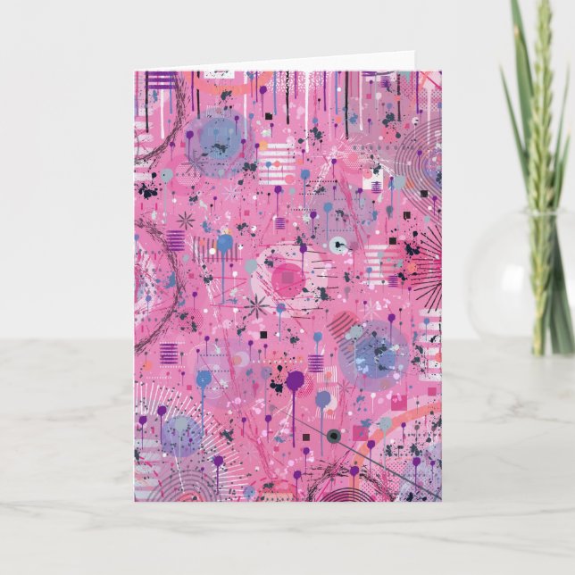 Pink Maximalist Abstract Art  Card (Front)