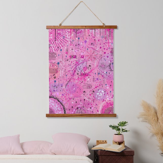 Pink Maximalist Abstract: Raspberry Sundae Hanging Tapestry (Bedroom)
