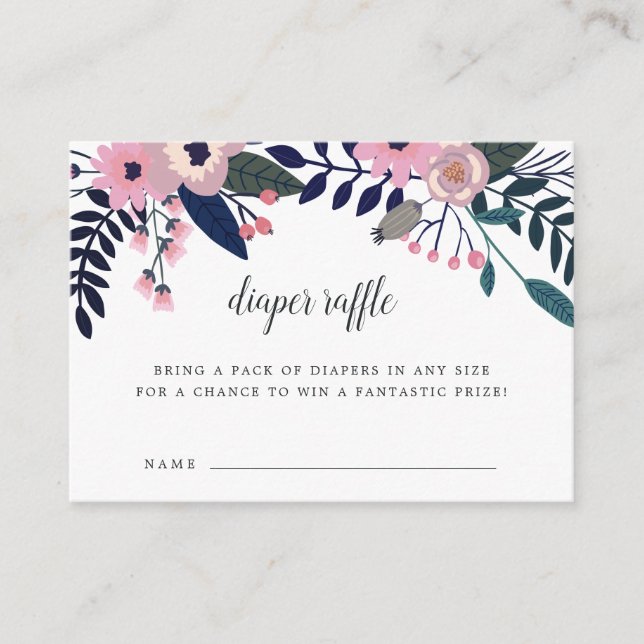 Pink Meadow | Baby Shower Diaper Raffle Cards (Front)