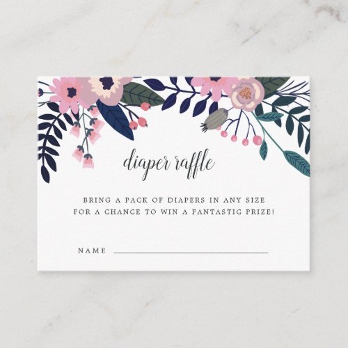 Pink Meadow  Baby Shower Diaper Raffle Cards