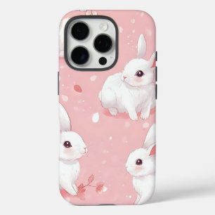 Pink Meadow Bunny Floral Garden iPhone 16 Pro Case