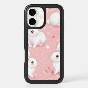 Pink Meadow Bunny Floral Garden iPhone 16 Case