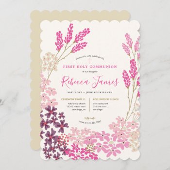 Pink Meadow First Holy Communion Invitation by mistyqe at Zazzle