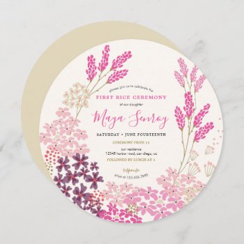 Pink Meadow First Rice Ceremony Invitation by mistyqe at Zazzle