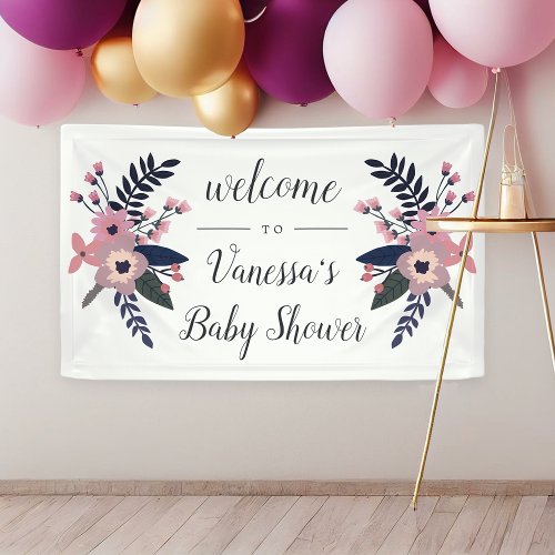 Pink Meadow  Floral Bridal or Baby Shower Welcome Banner