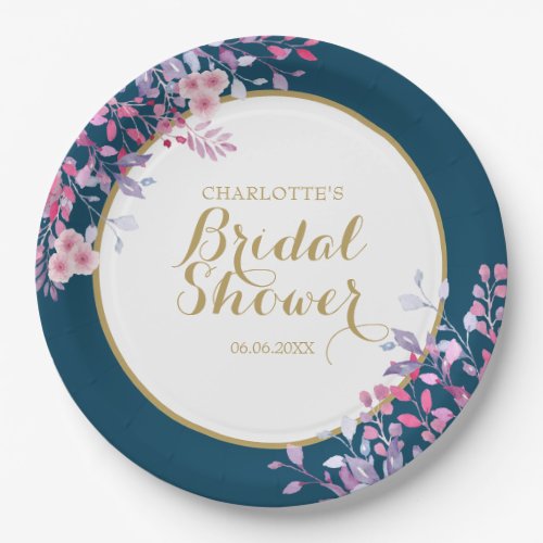 Pink Meadow Floral Bridal Shower Paper Plates