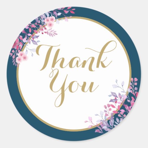 Pink Meadow Floral Bridal Shower Thank You Classic Round Sticker