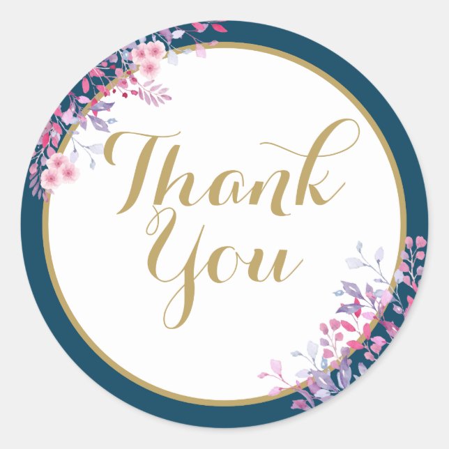 Pink Meadow Floral Bridal Shower Thank You Classic Round Sticker (Front)