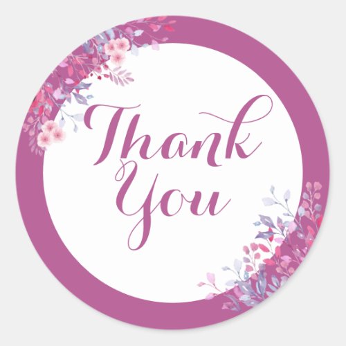 Pink Meadow Floral Bridal Shower Thank You Classic Round Sticker