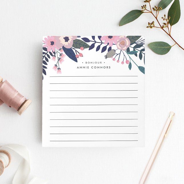 Pink Meadow | Floral Personalized Lined Notepad (Creator Uploaded)