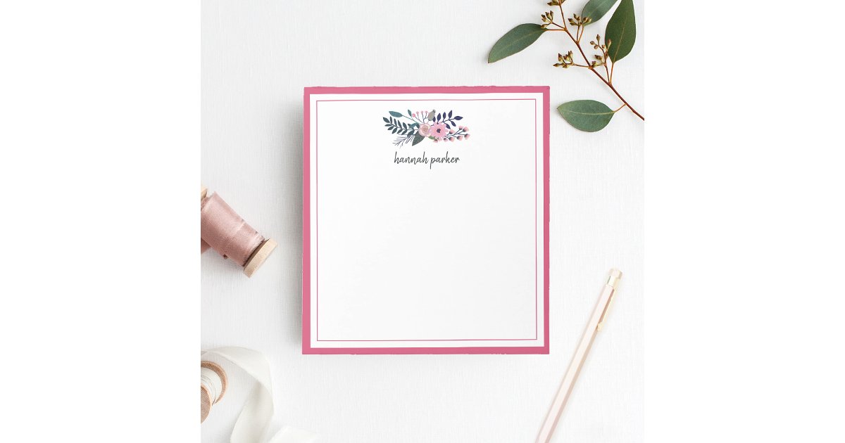 Pink Meadow | Personalized Floral Notepad | Zazzle