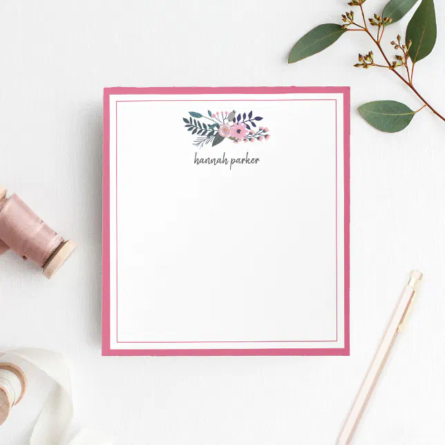 Pink Meadow | Personalized Floral Notepad | Zazzle