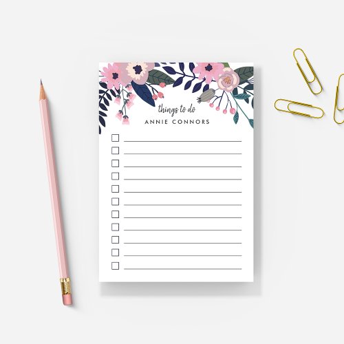 Pink Meadow  Personalized Floral To Do List Post_it Notes