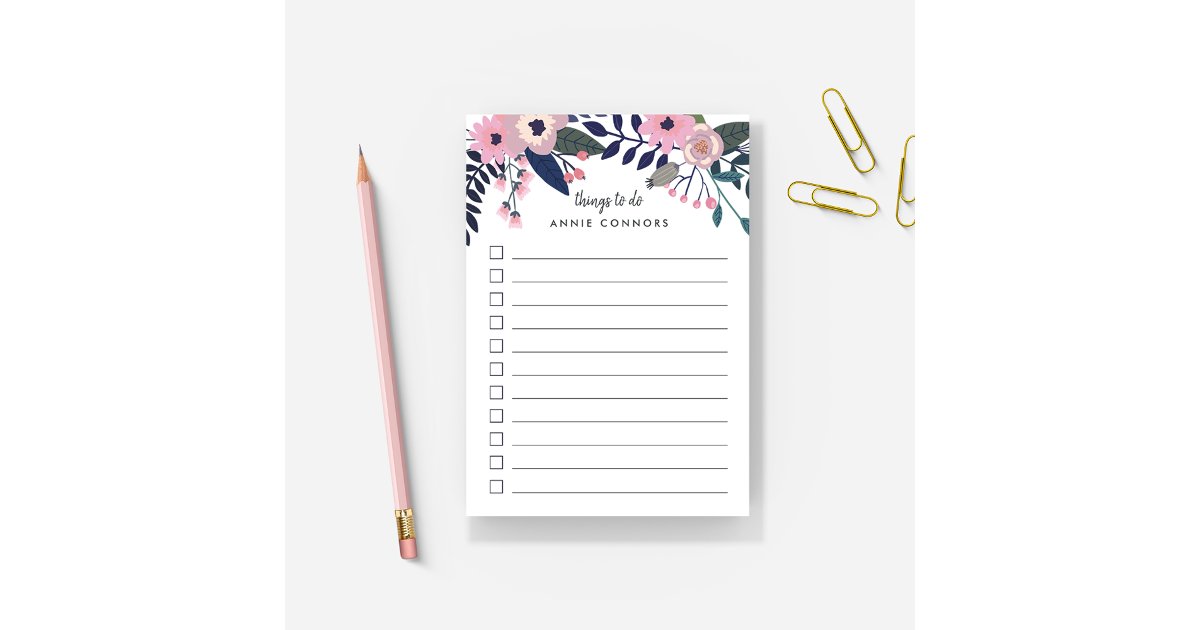 Pink Meadow | Personalized Floral To Do List Post-it Notes | Zazzle