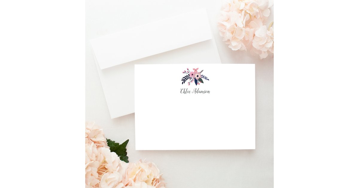 Pink Meadow Personalized Stationery Flat Card | Zazzle