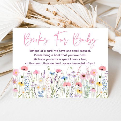 Pink Meadow Wildflowers Baby Shower Book Request