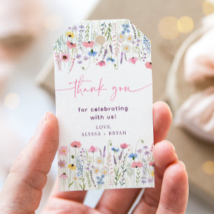 Pink Meadow Wildflowers Baby Shower Gift Tags