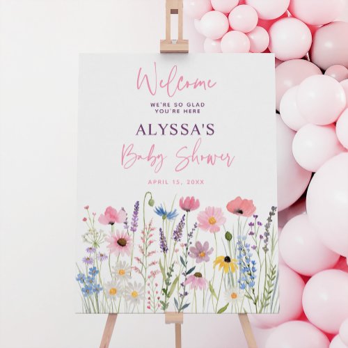 Pink Meadow Wildflowers Baby Shower Welcome