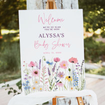 Pink Meadow Wildflowers Baby Shower Welcome Foam Board