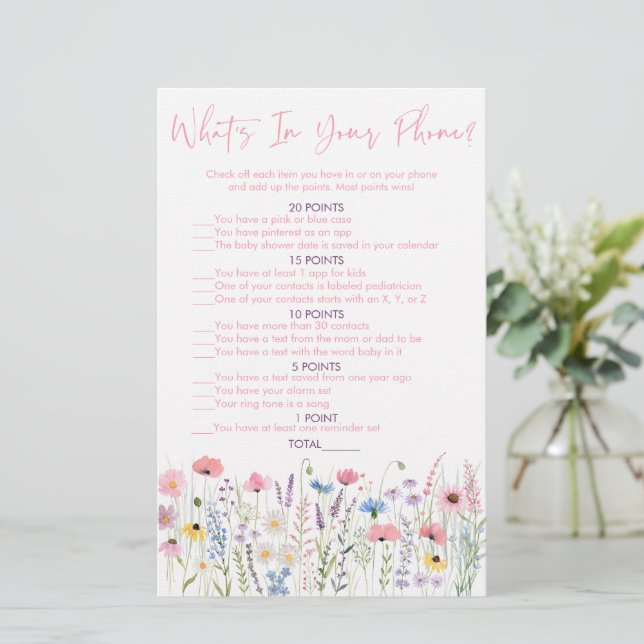 Pink Meadow Wildflowers What's In Your Phone Game (Standing Front)