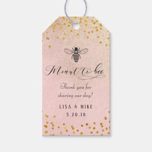 Pink Meant to Bee Honey Wedding Favor Thank You Gift Tags