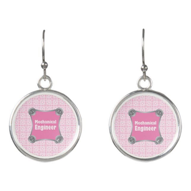Pink Mechanical Engineer Earrings (Front)