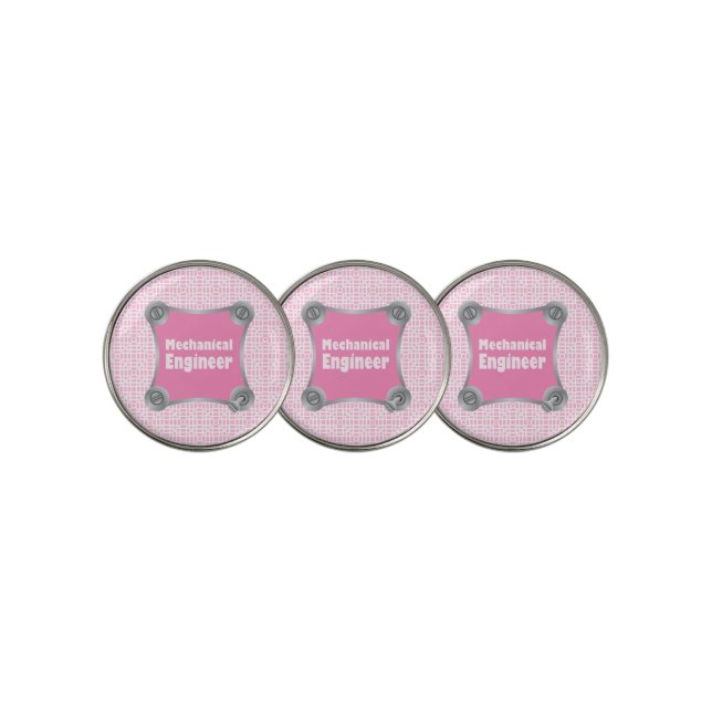 Pink Mechanical Engineer Golf Ball Marker (3 Up)