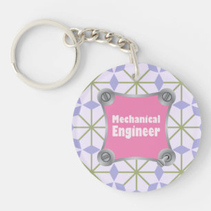 Pink Mechanical Engineer Keychain