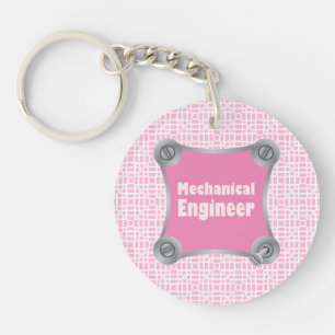 Pink Mechanical Engineer Keychain