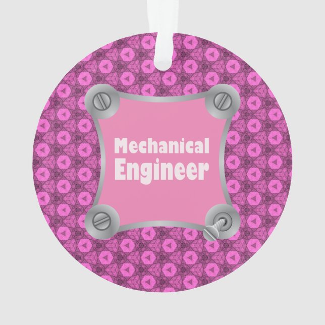 Pink Mechanical Engineer Ornament (Back)
